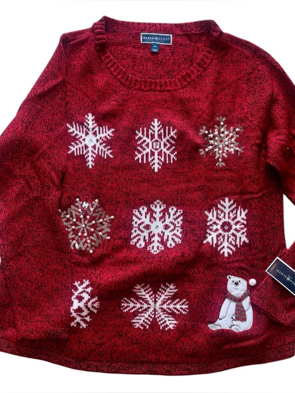 Karen Scott Red Holiday Snowflake Sweater